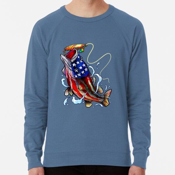 Bass Fishing Fish American Flag Loose Fit Sweatshirt