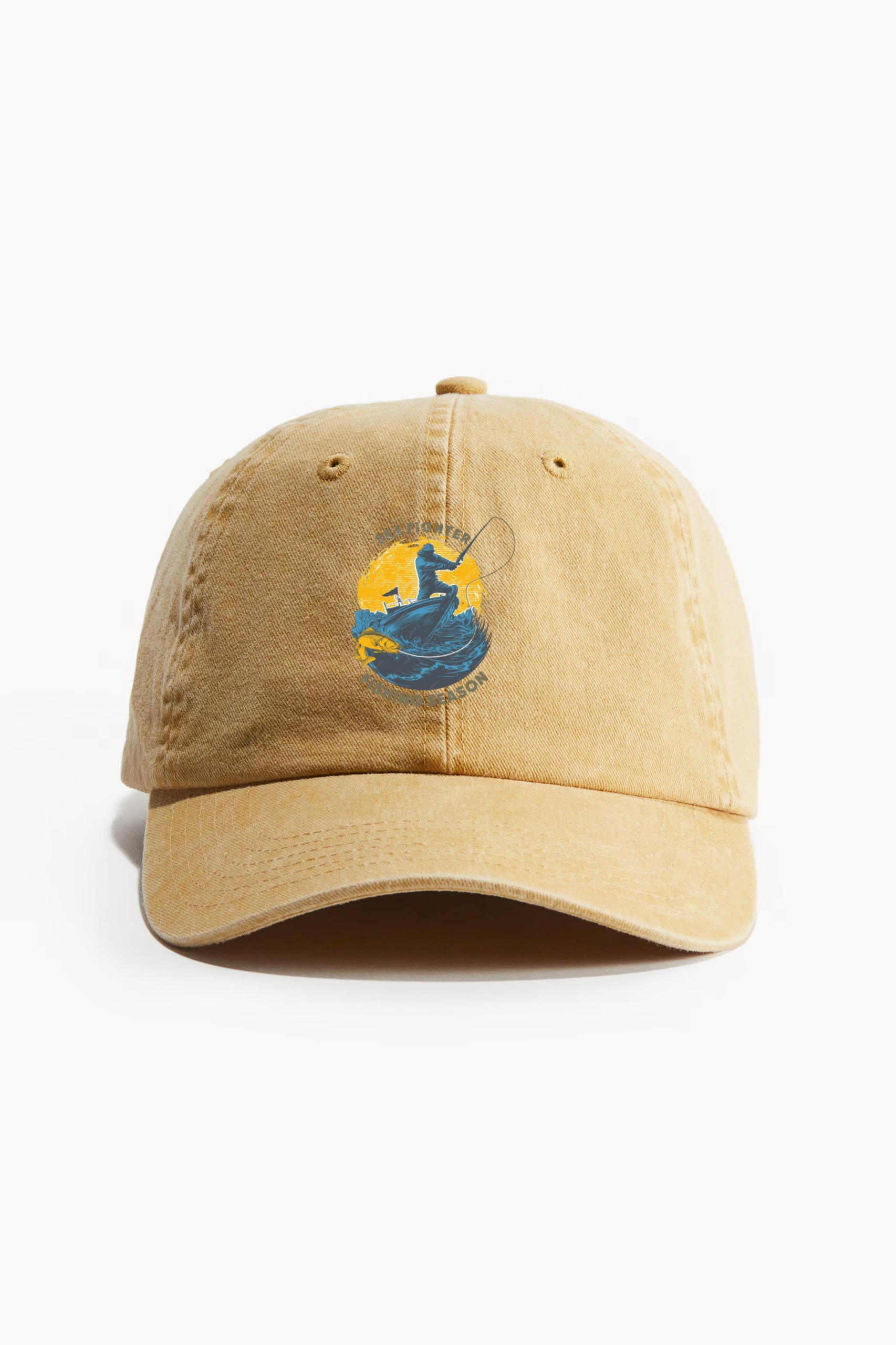 Fisherman Peaceful Artistic Fishing Cotton Twill Cap 