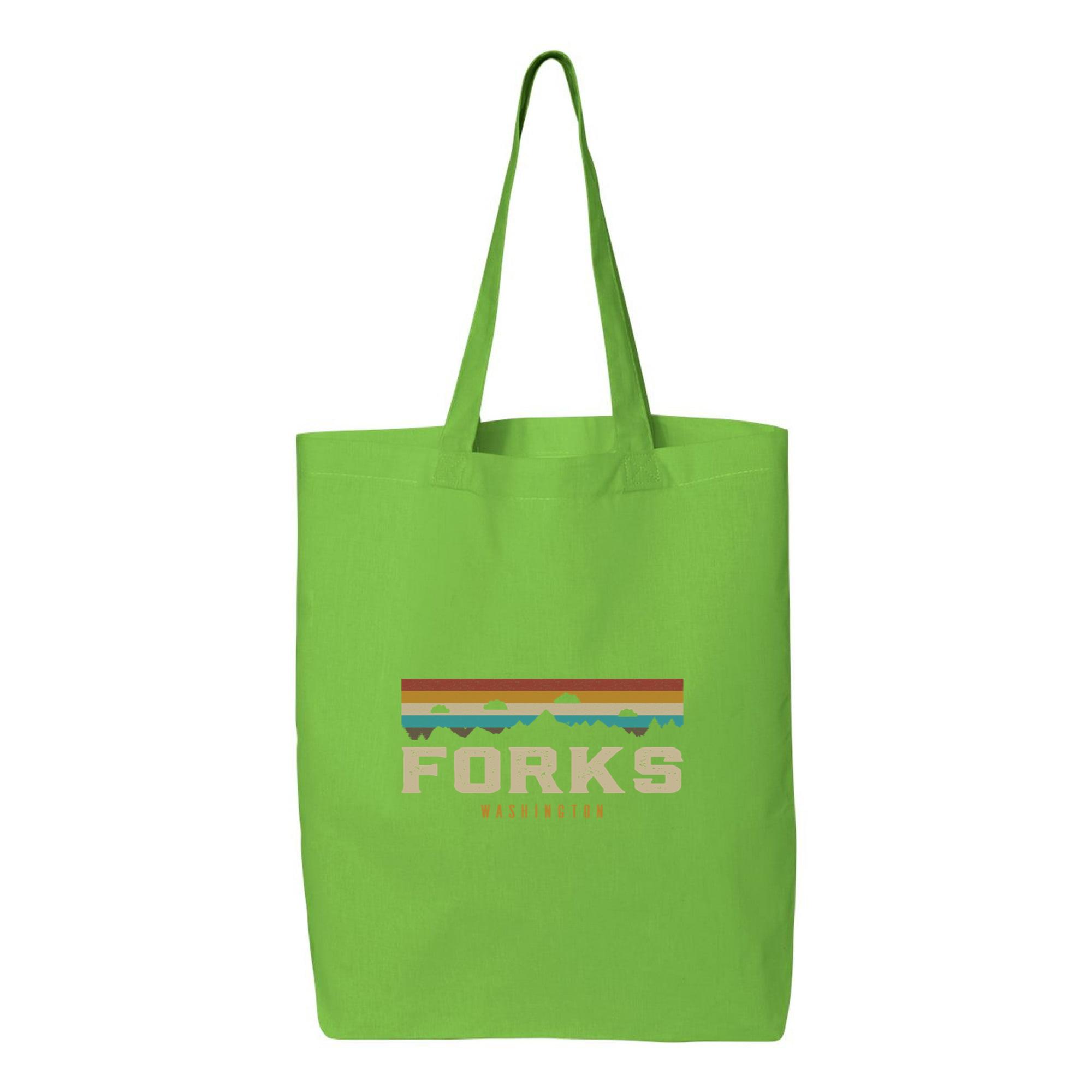 Forks Vintage Camping Washington Retro Canvas Tote Bag 
