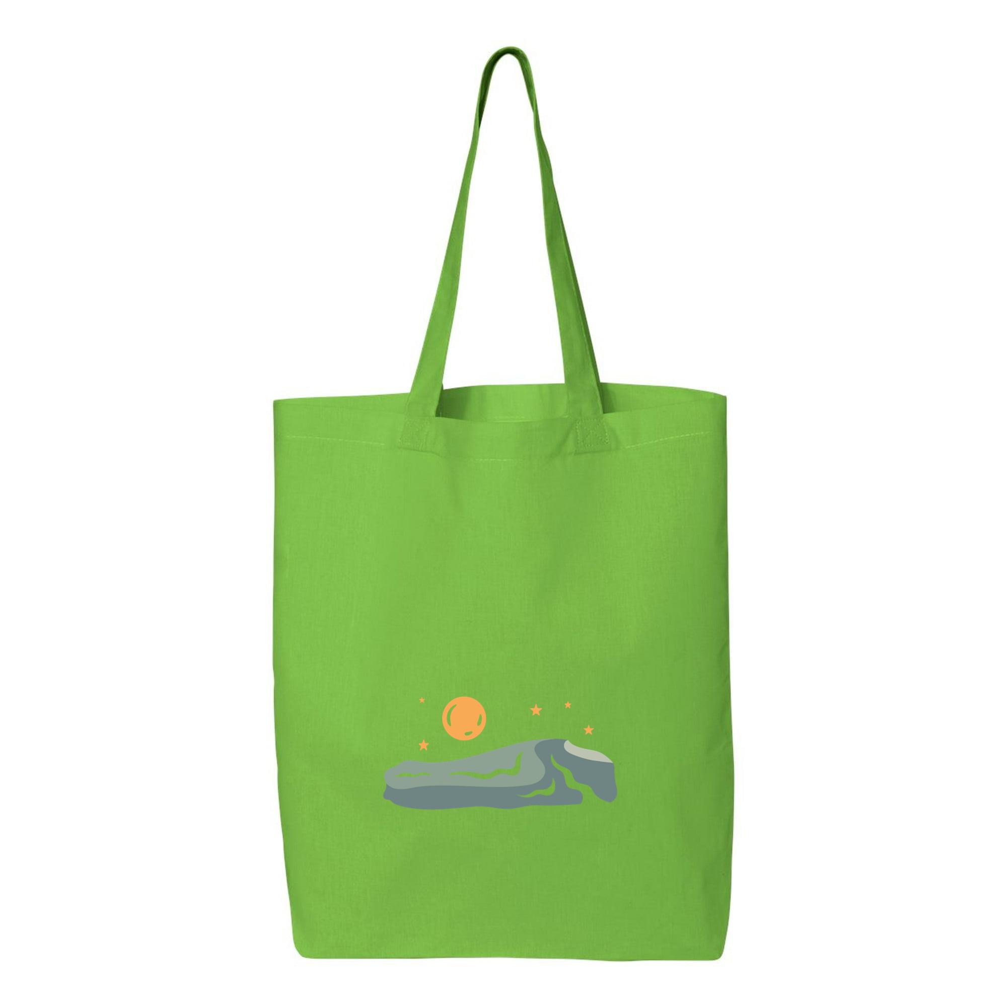 Moon And Stars On A Rock Design Canvas Tote Bag 