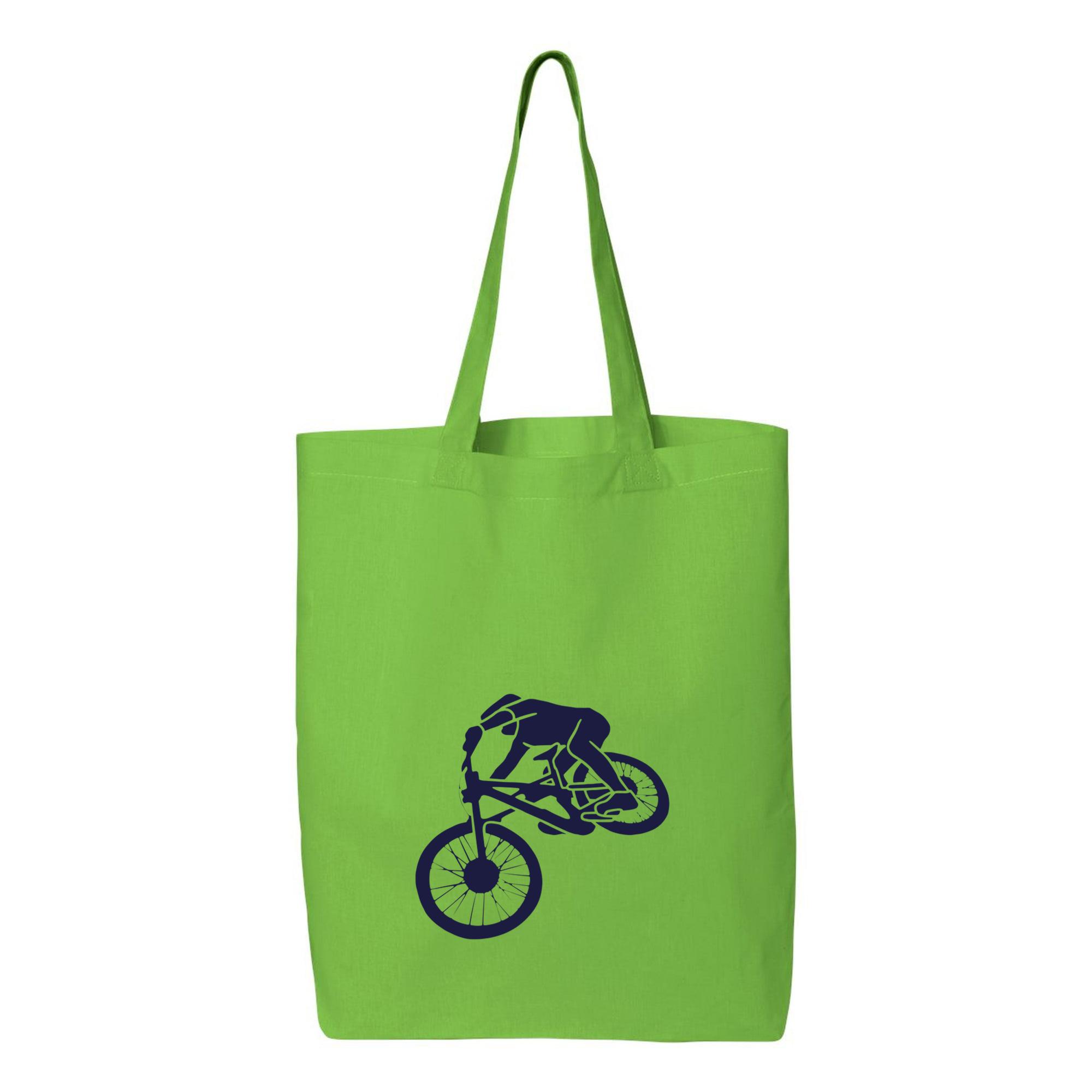 Mountain Biker Jumping Silhouette Canvas Tote Bag 